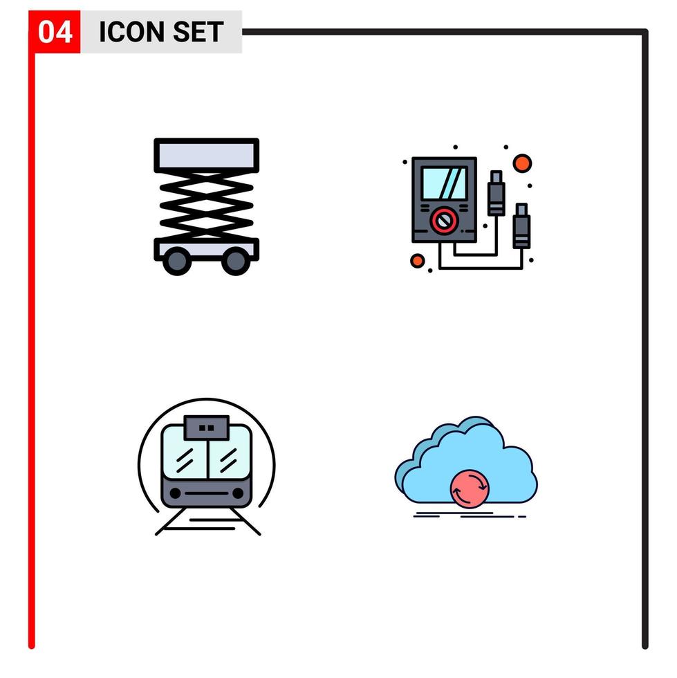 Stock Vector Icon Pack of 4 Line Signs and Symbols for construction transport structure meter public Editable Vector Design Elements