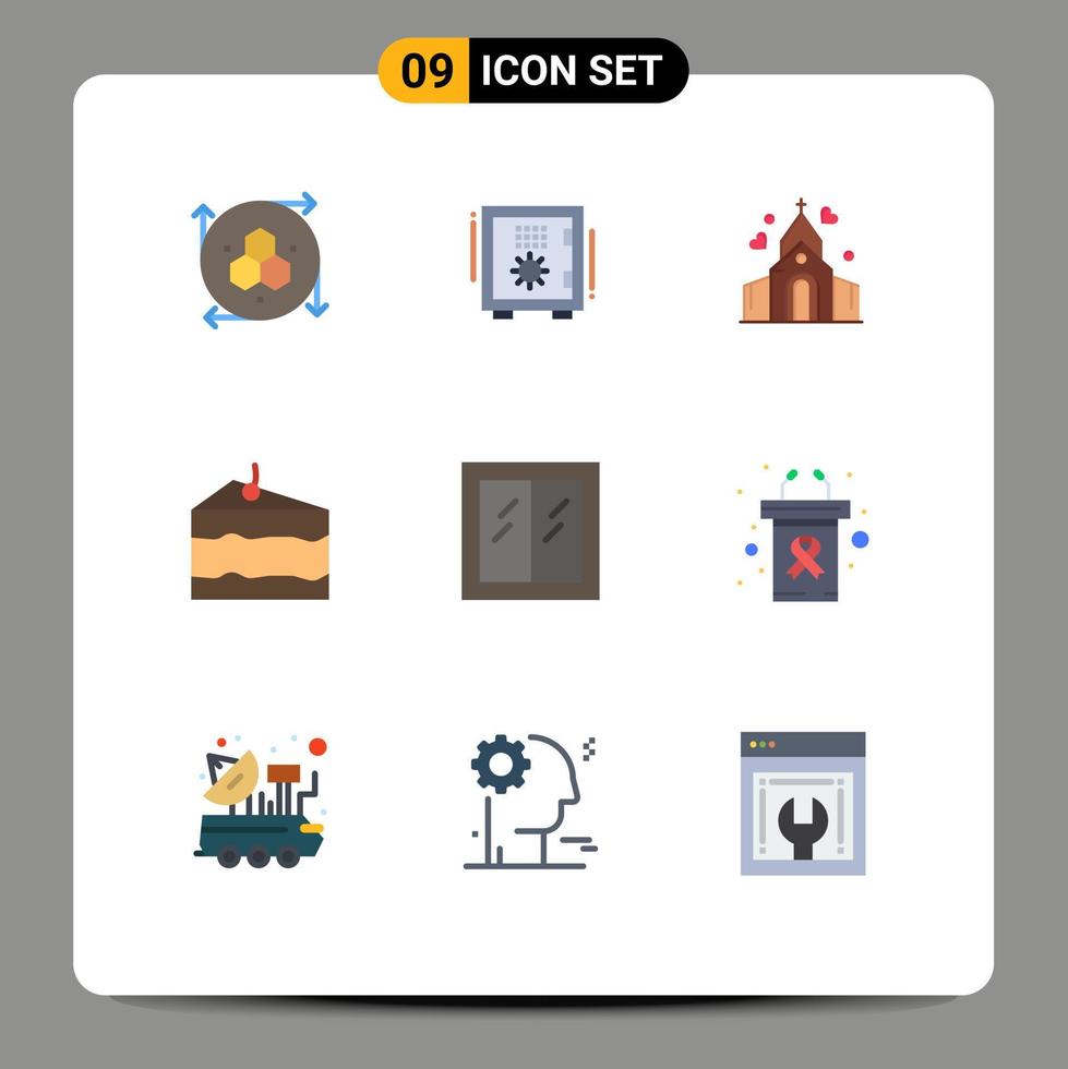 conjunto de 9 iconos de interfaz de usuario modernos símbolos signos para vidrio comer caja de seguridad beber casa elementos de diseño vectorial editables vector