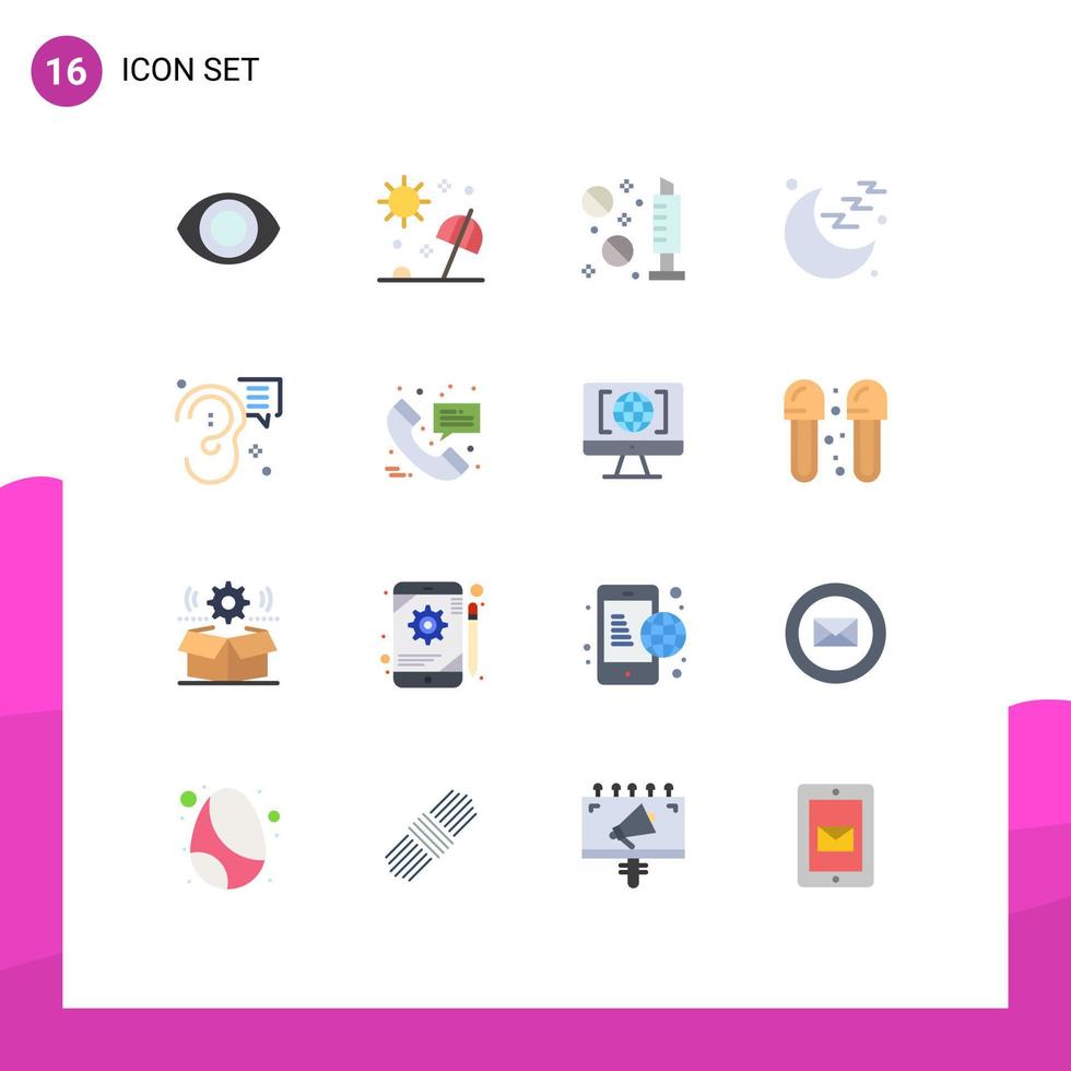 conjunto de 16 iconos de interfaz de usuario modernos símbolos signos para marketing comunicación drogas buzz moon paquete editable de elementos creativos de diseño de vectores