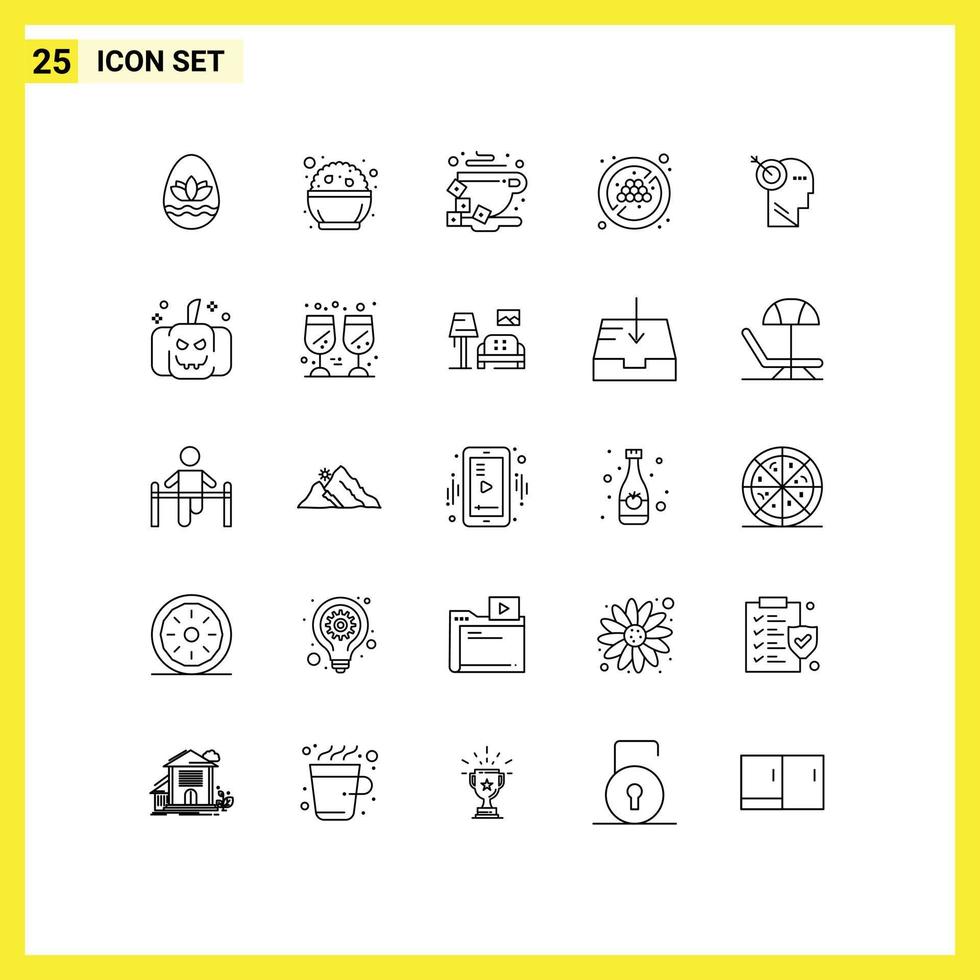 25 User Interface Line Pack of modern Signs and Symbols of precision arrow break organic no diet Editable Vector Design Elements