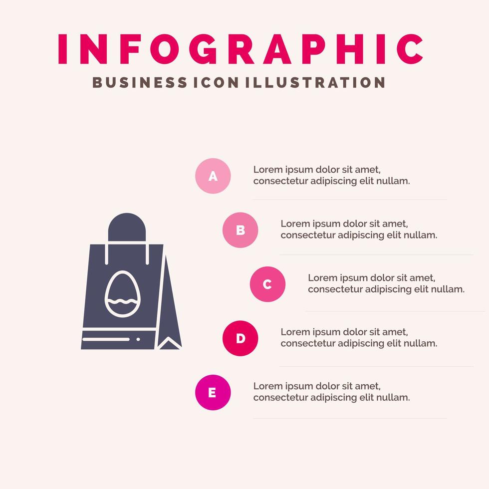 Shopping Bag Bag Easter Egg Solid Icon Infographics 5 Steps Presentation Background vector