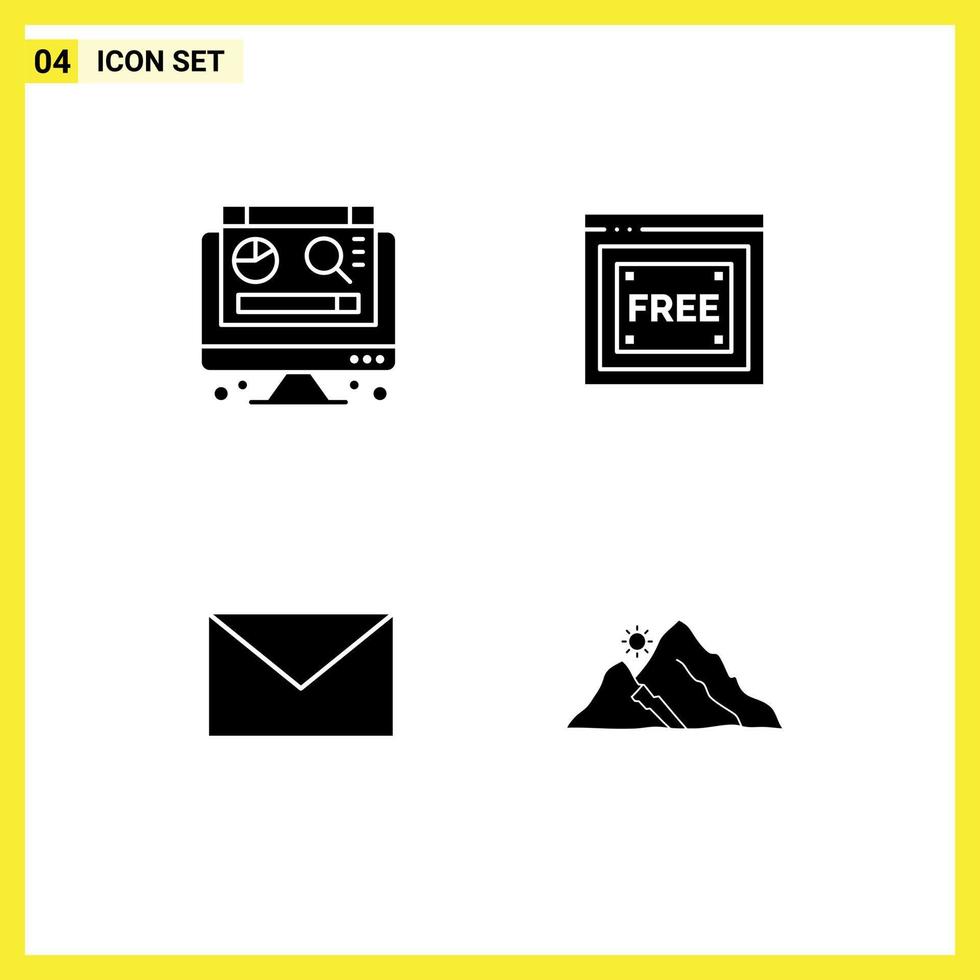 Set of 4 Modern UI Icons Symbols Signs for computer message free access free landscape Editable Vector Design Elements