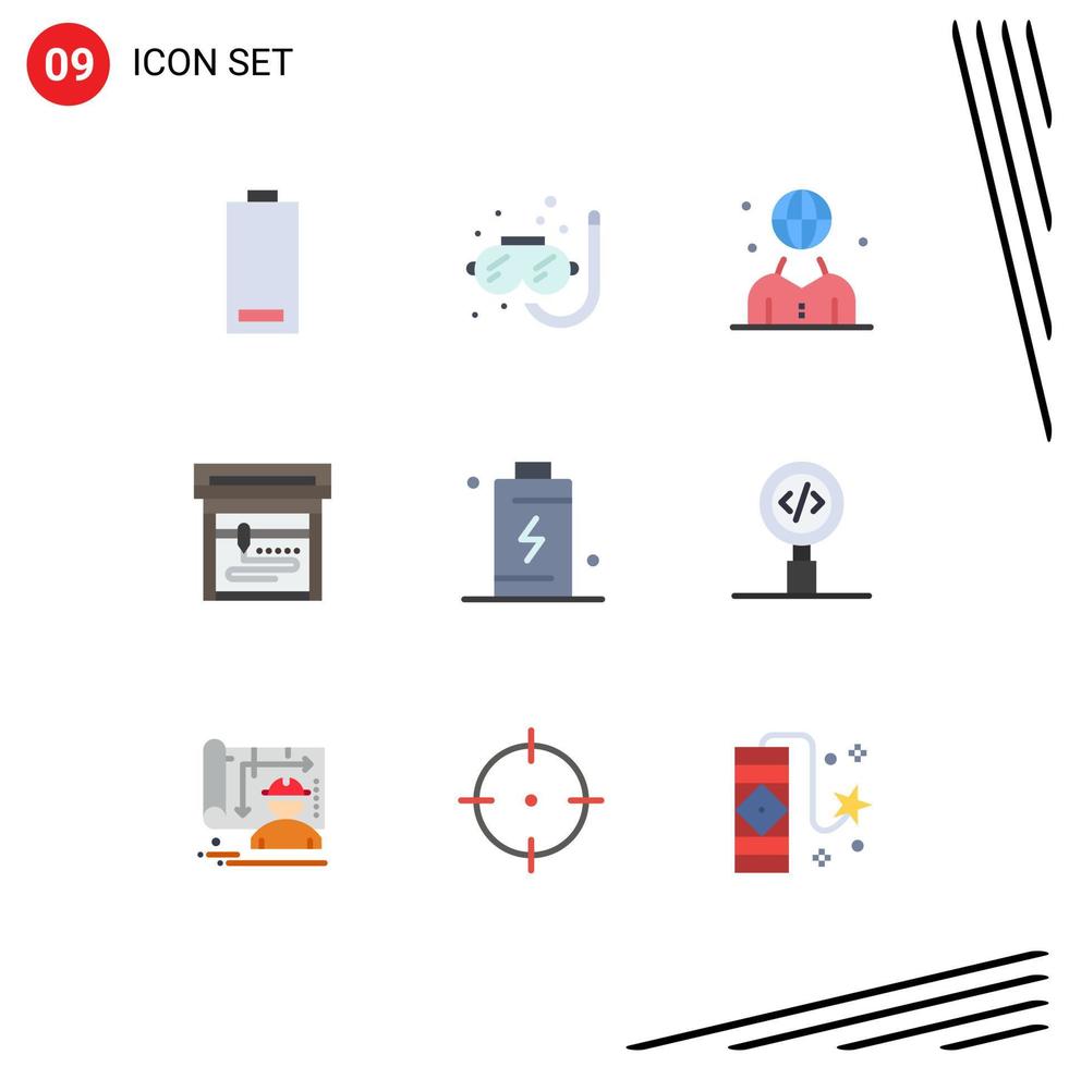 User Interface Pack of 9 Basic Flat Colors of cell printing summer machine management Editable Vector Design Elements