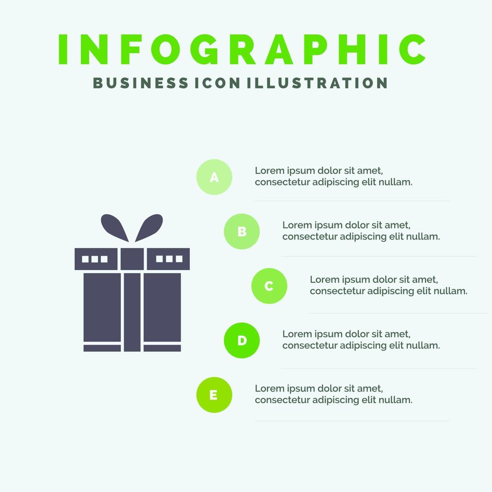 Gift Box Shopping Ribbon Infographics Presentation Template 5 Steps Presentation vector