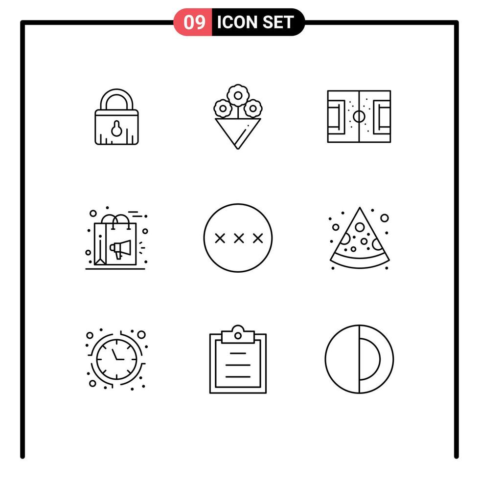 9 User Interface Outline Pack of modern Signs and Symbols of protection campaign game shopping digital Editable Vector Design Elements