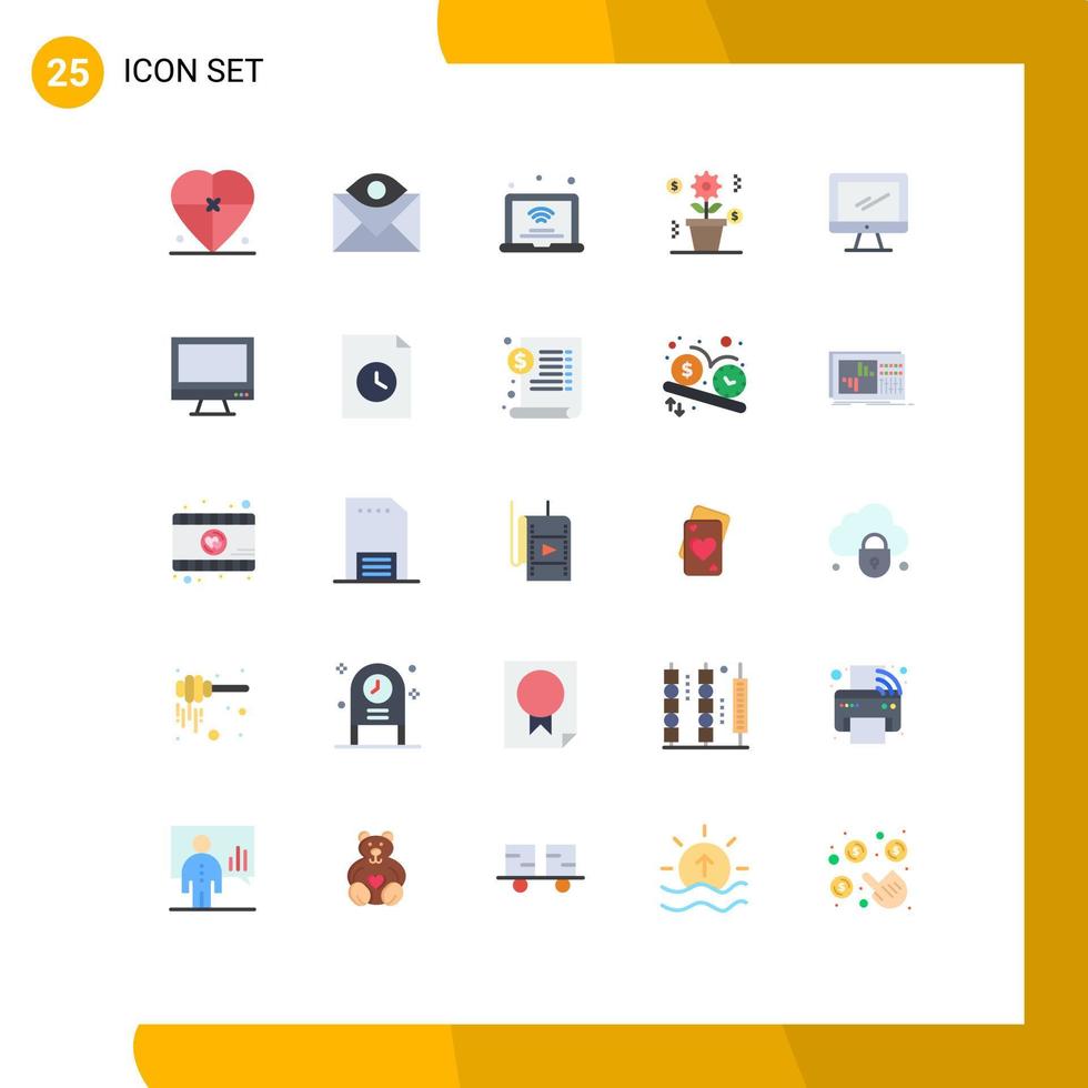 User Interface Pack of 25 Basic Flat Colors of education business email wifi internet of things Editable Vector Design Elements
