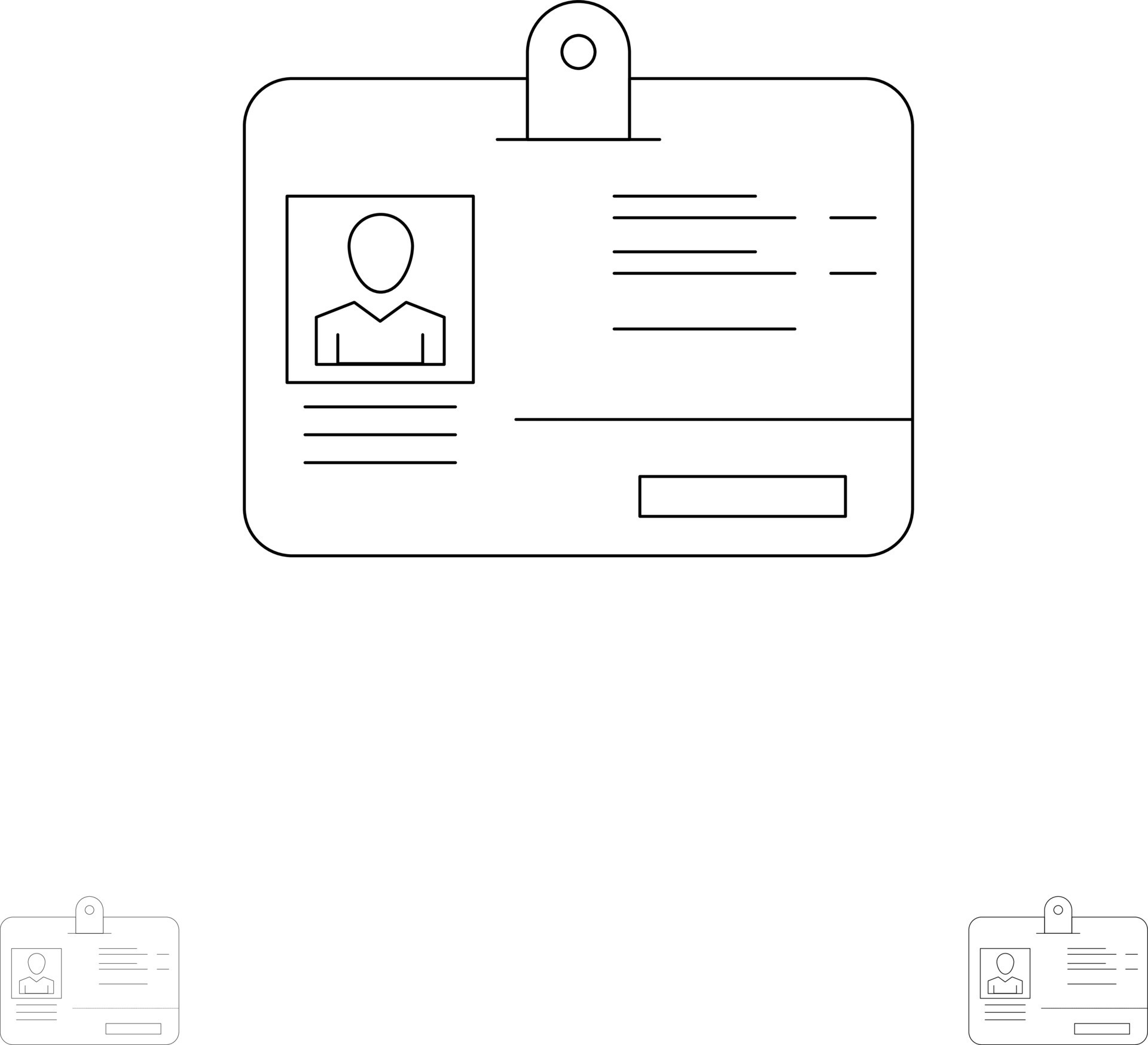 Pass Card Identity Id Bold and thin black line icon set 15019737 Vector