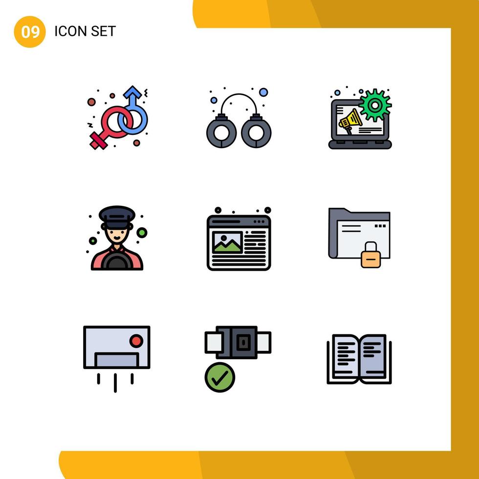 conjunto de 9 iconos modernos de la interfaz de usuario signos de símbolos para el diseño de imágenes web elementos de diseño vectorial editables del controlador gráfico publicitario vector