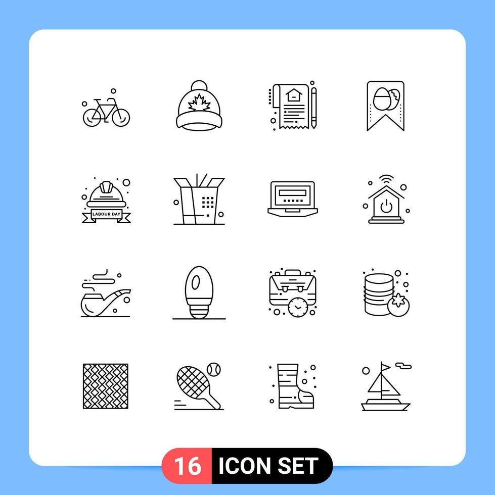 conjunto de 16 iconos de interfaz de usuario modernos signos de símbolos para documento de huevo duro contrato de pascua elementos de diseño vectorial editables vector