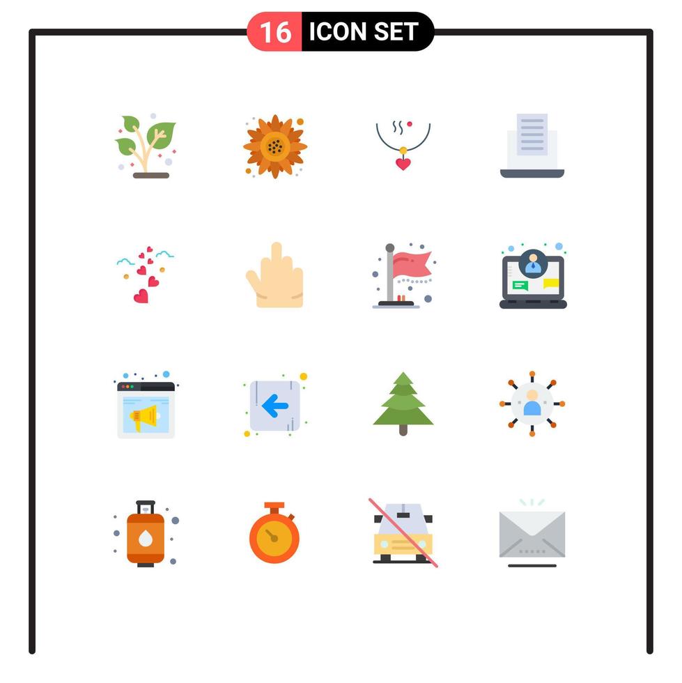 16 Flat Color concept for Websites Mobile and Apps love text amulet mail wedding Editable Pack of Creative Vector Design Elements