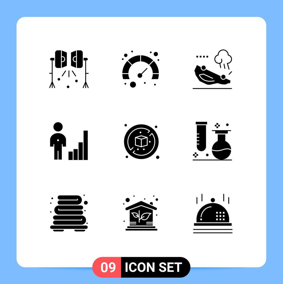 Mobile Interface Solid Glyph Set of 9 Pictograms of no graph accident corporate analytics Editable Vector Design Elements