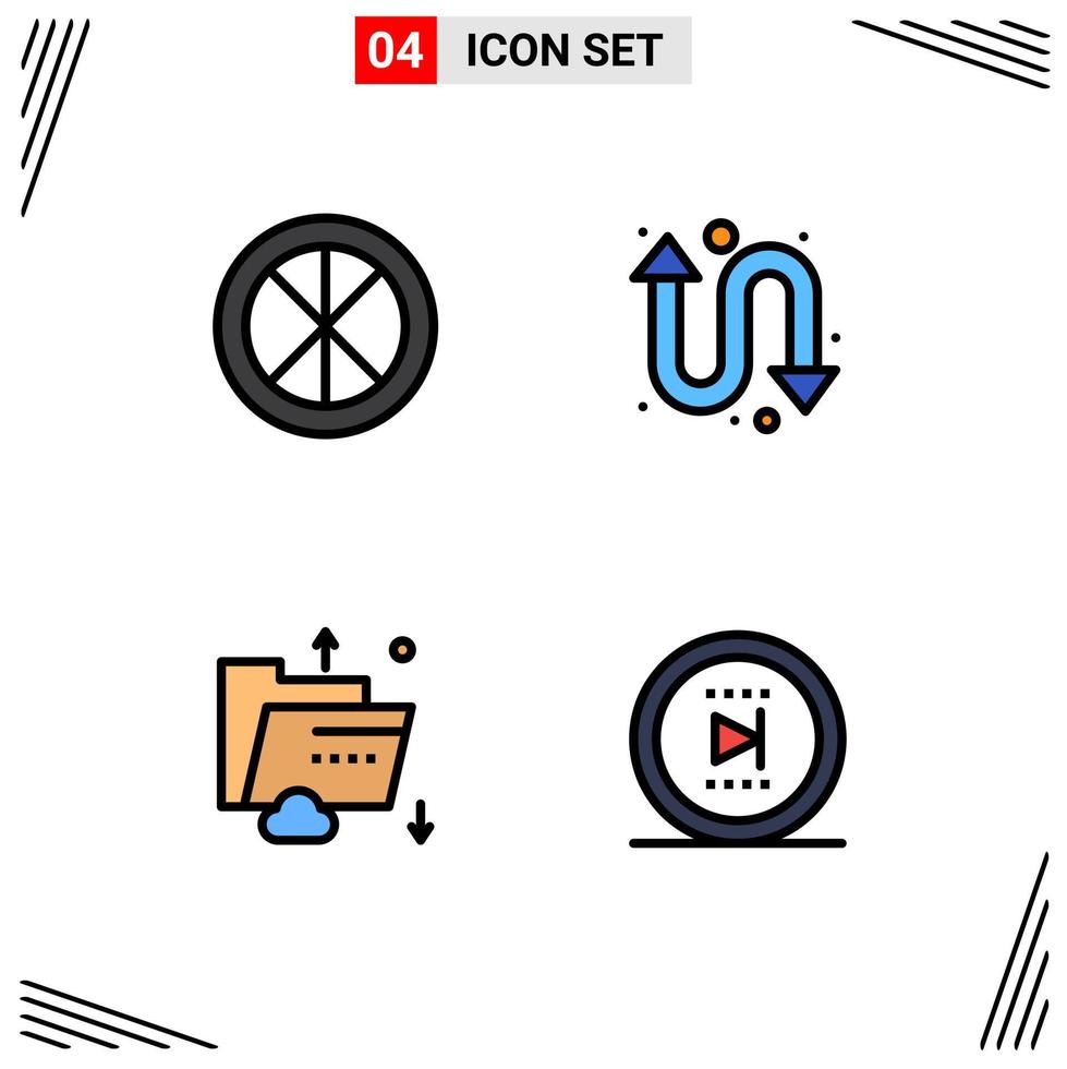4 Creative Icons Modern Signs and Symbols of decoration data interior repeat multimedia Editable Vector Design Elements