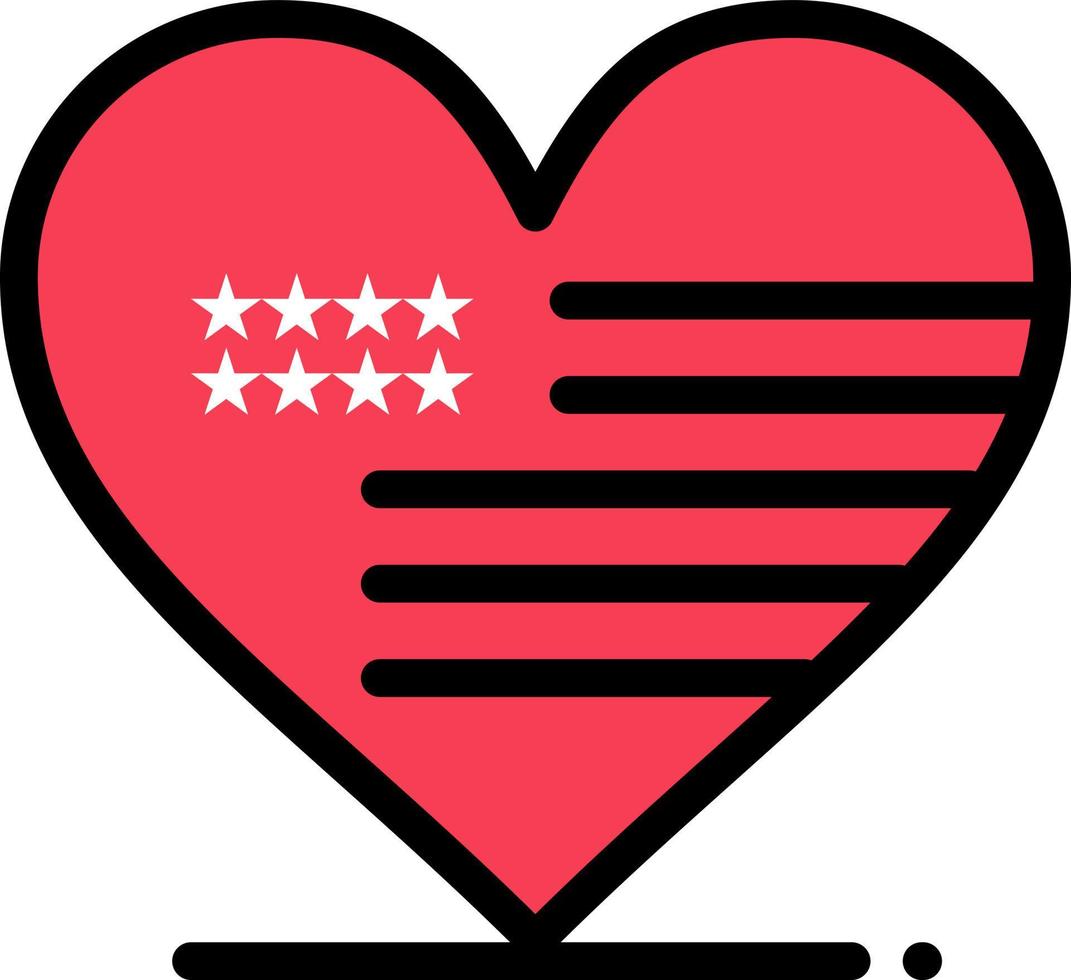 Heart Love American Flag Business Logo Template Flat Color vector