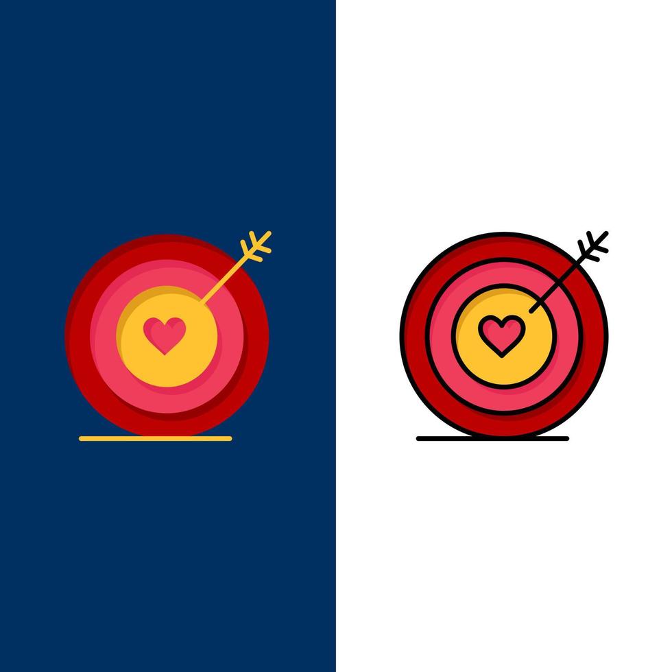 Target Love Heart Wedding  Icons Flat and Line Filled Icon Set Vector Blue Background