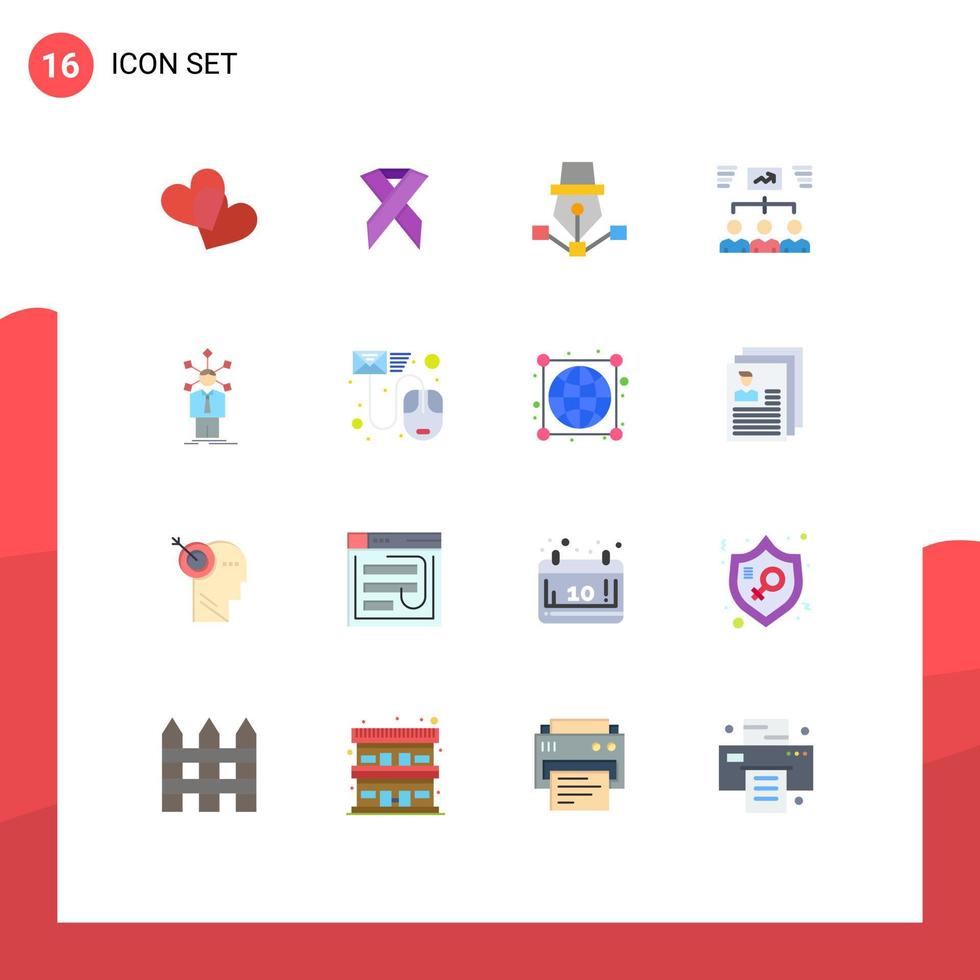 conjunto de 16 iconos de interfaz de usuario modernos signos de símbolos para el equipo de proyecto de dibujo de tareas de desarrollo paquete editable de elementos de diseño de vectores creativos