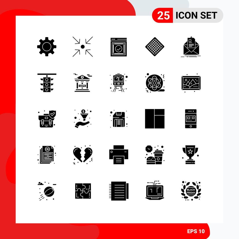 Modern Set of 25 Solid Glyphs and symbols such as contract waffle ready sweet fast Editable Vector Design Elements