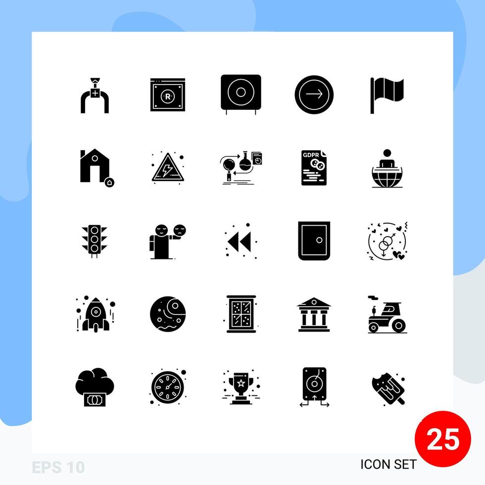 25 User Interface Solid Glyph Pack of modern Signs and Symbols of mobile basic online application products Editable Vector Design Elements