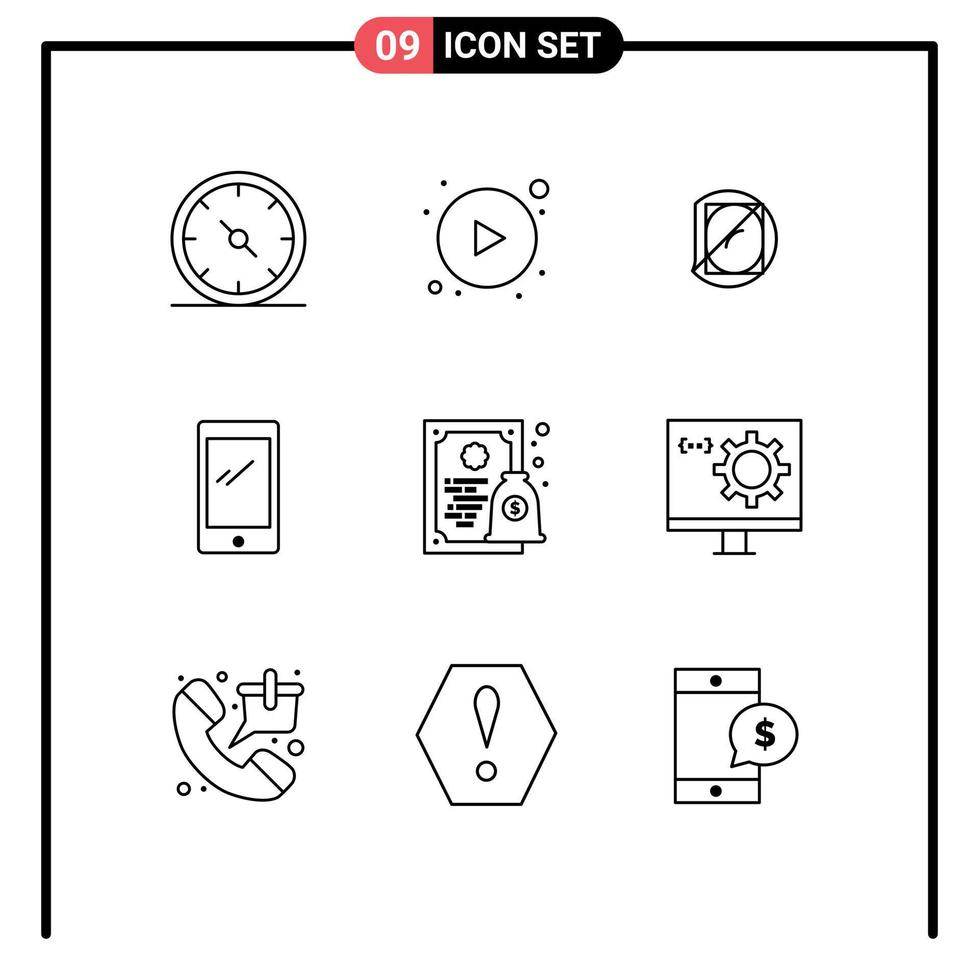 Set of 9 Modern UI Icons Symbols Signs for diploma iphone lab android smart phone Editable Vector Design Elements