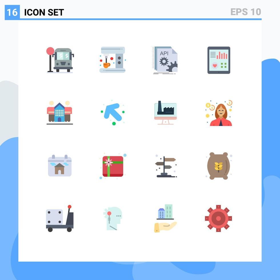 Set of 16 Vector Flat Colors on Grid for friendly patient report coding pulse health Editable Pack of Creative Vector Design Elements