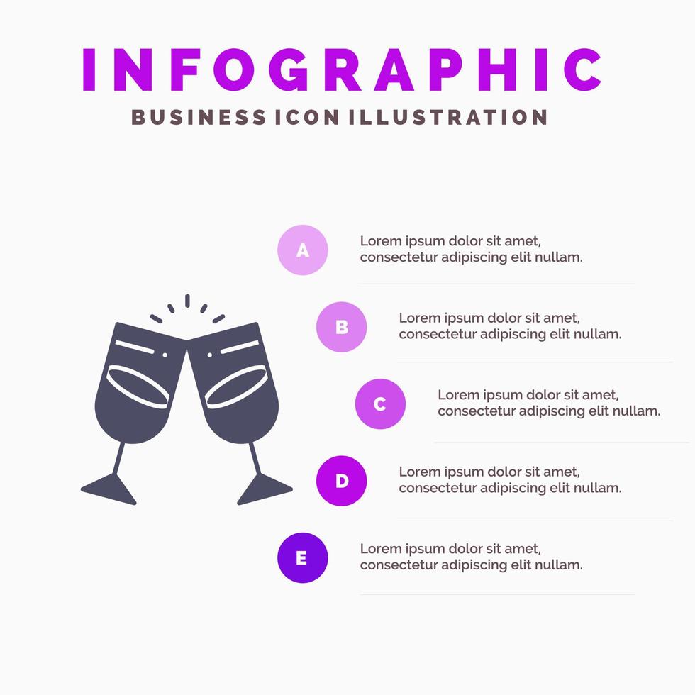 Drink Alcohol Juice Romantic Couple Solid Icon Infographics 5 Steps Presentation Background vector