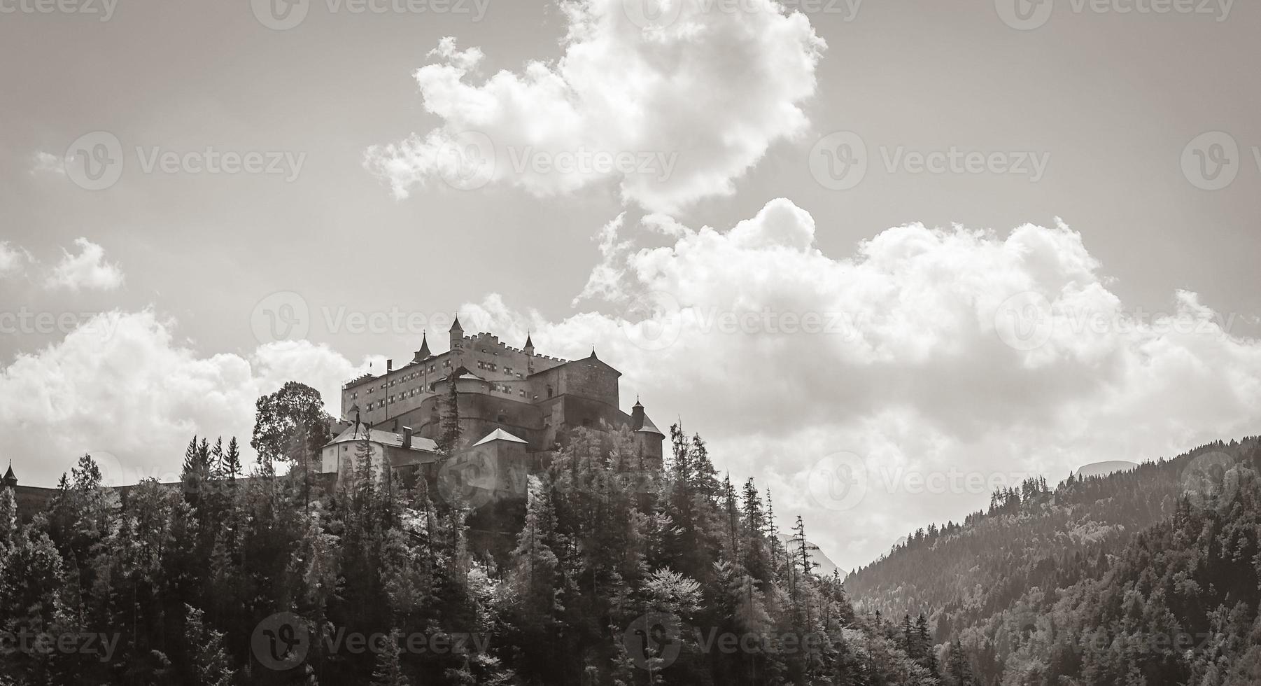 Castle Hohenwerfen chateau fortress on mountain in Werfen Salzburg Austria. photo