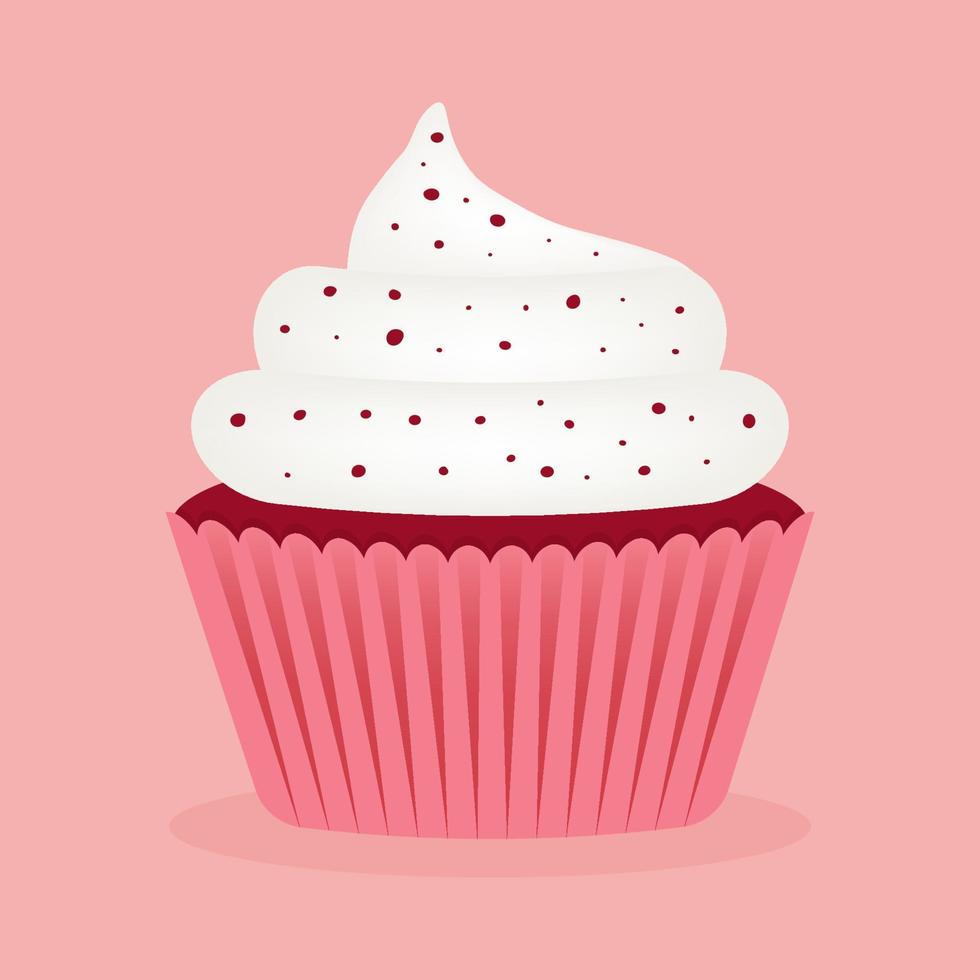 Vegan red velvet cupcake with cream cheese frosting vector