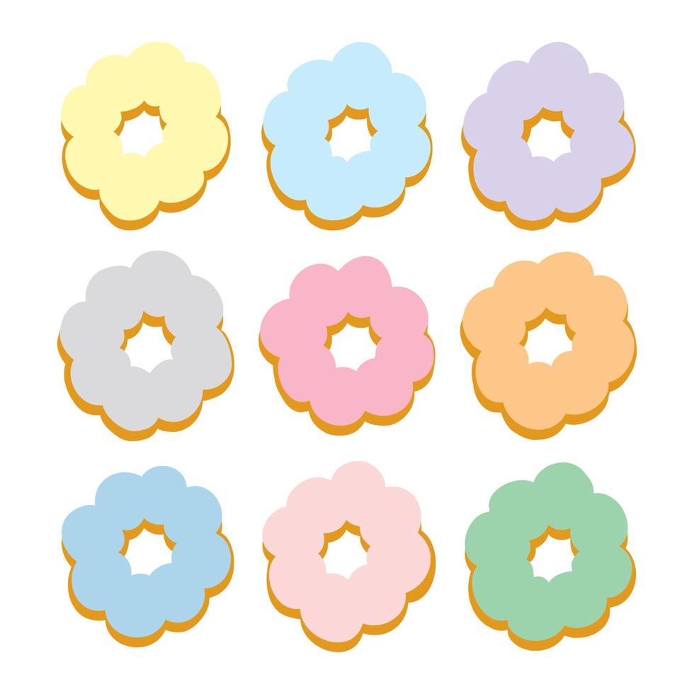 set de colores pastel mochi donuts vector