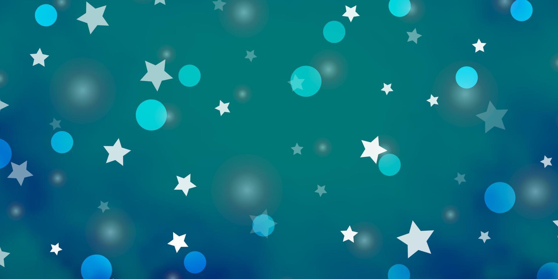 Fondo de vector azul claro con círculos, estrellas.