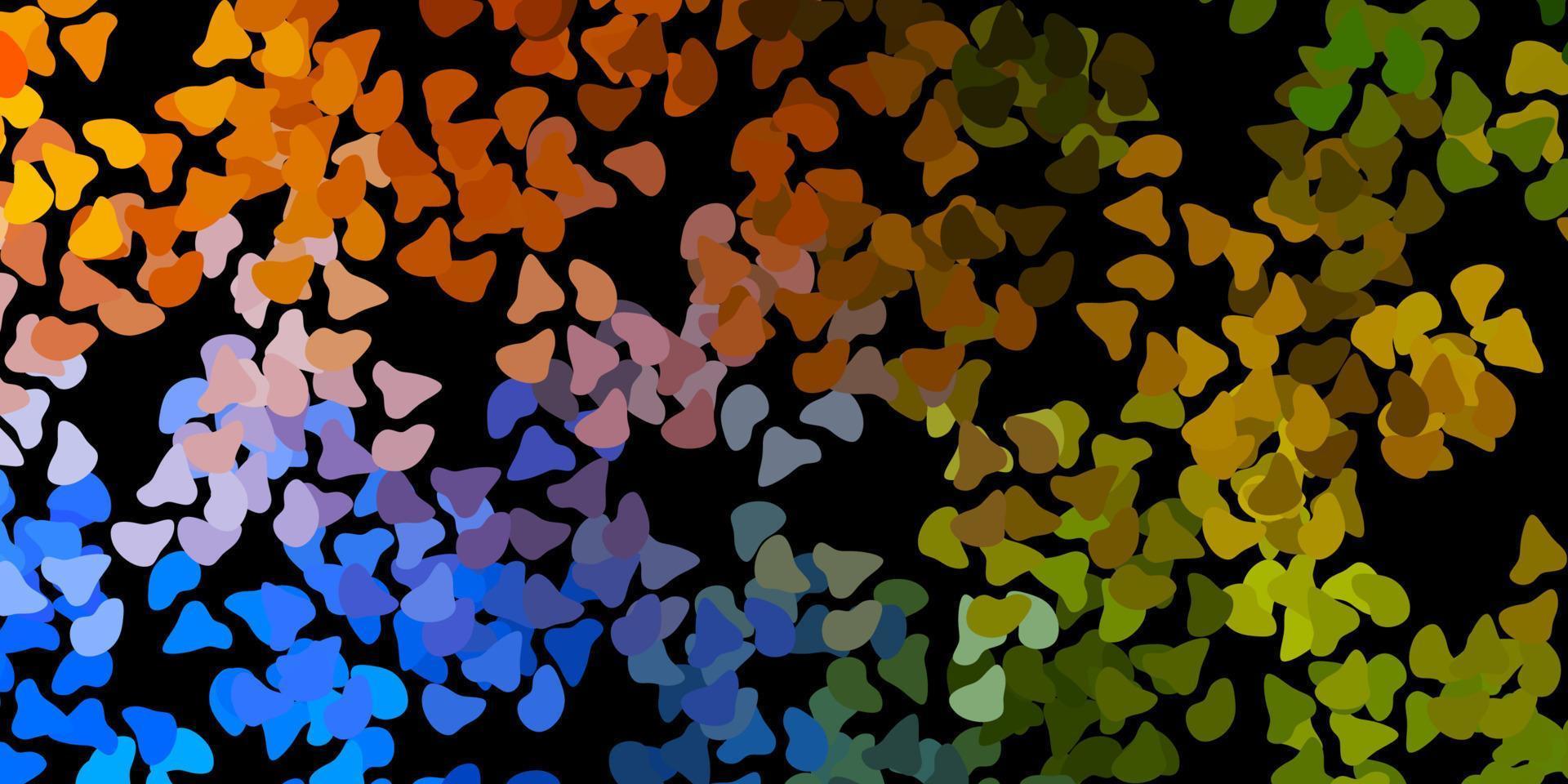 Dark blue, yellow vector background with random forms.