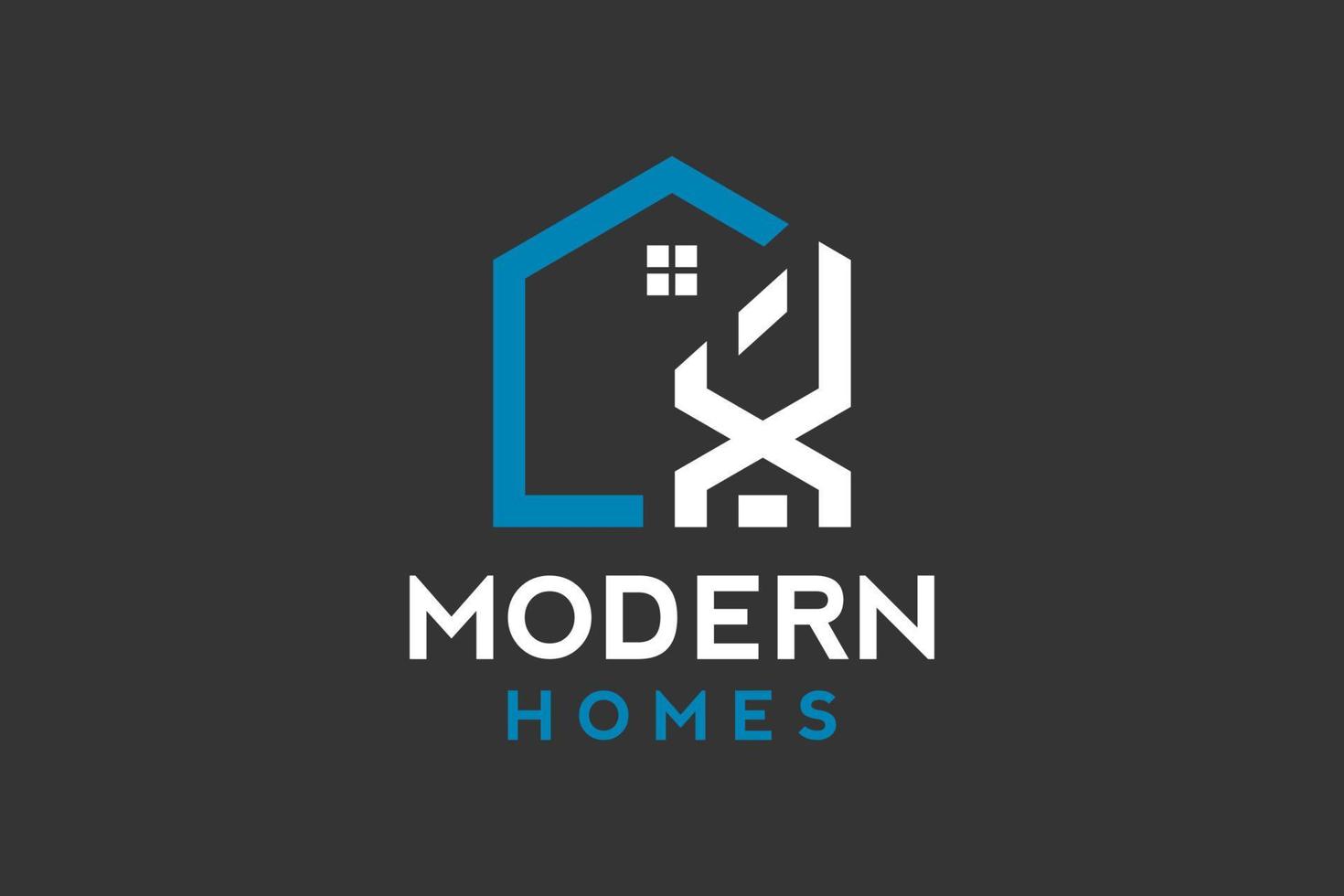Logo design of X in vector for construction, home, real estate, building, property. Minimal awesome trendy professional logo design template.