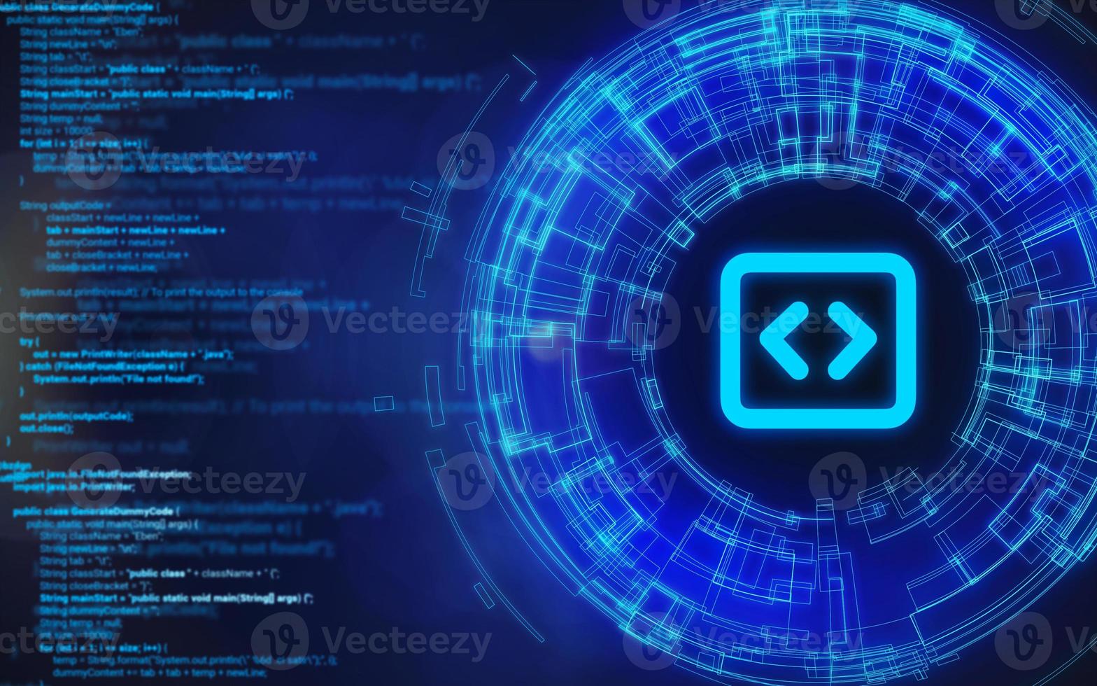 The concept of coding in cyberspace. New technology. photo