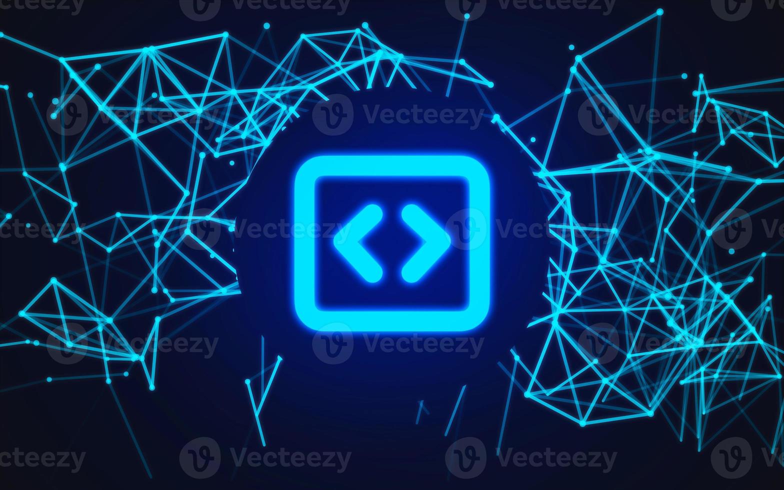Cybernetic background with coding sign. A modern approach to the world. photo