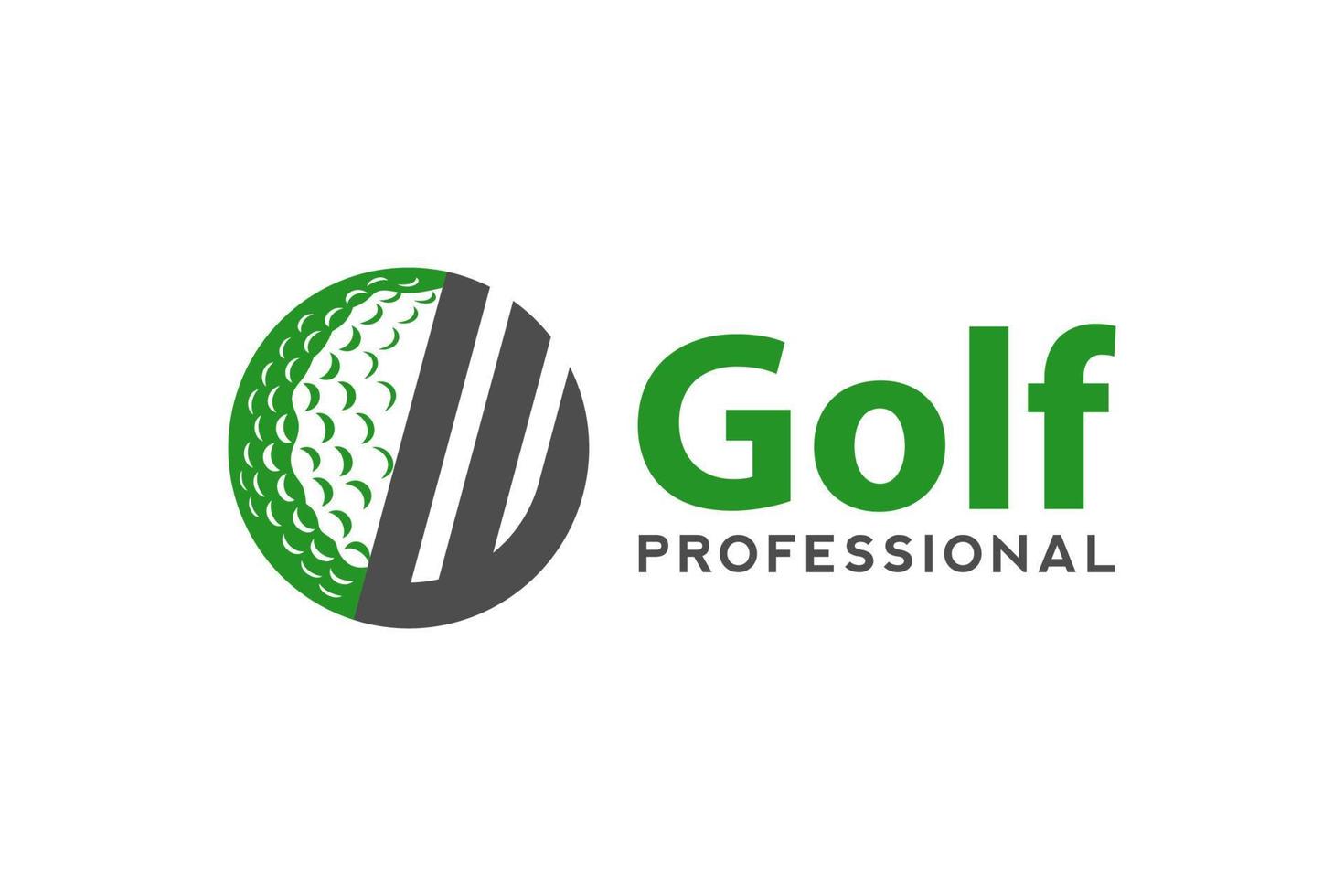 letra w para la plantilla vectorial de diseño del logotipo de golf, etiqueta vectorial de golf, logotipo del campeonato de golf, ilustración, icono creativo, concepto de diseño vector