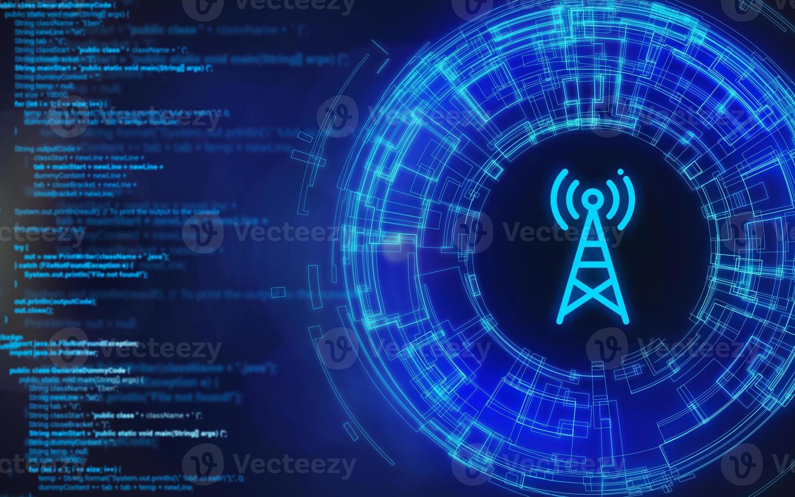 A wirelessly connected world. Cyber technology. photo