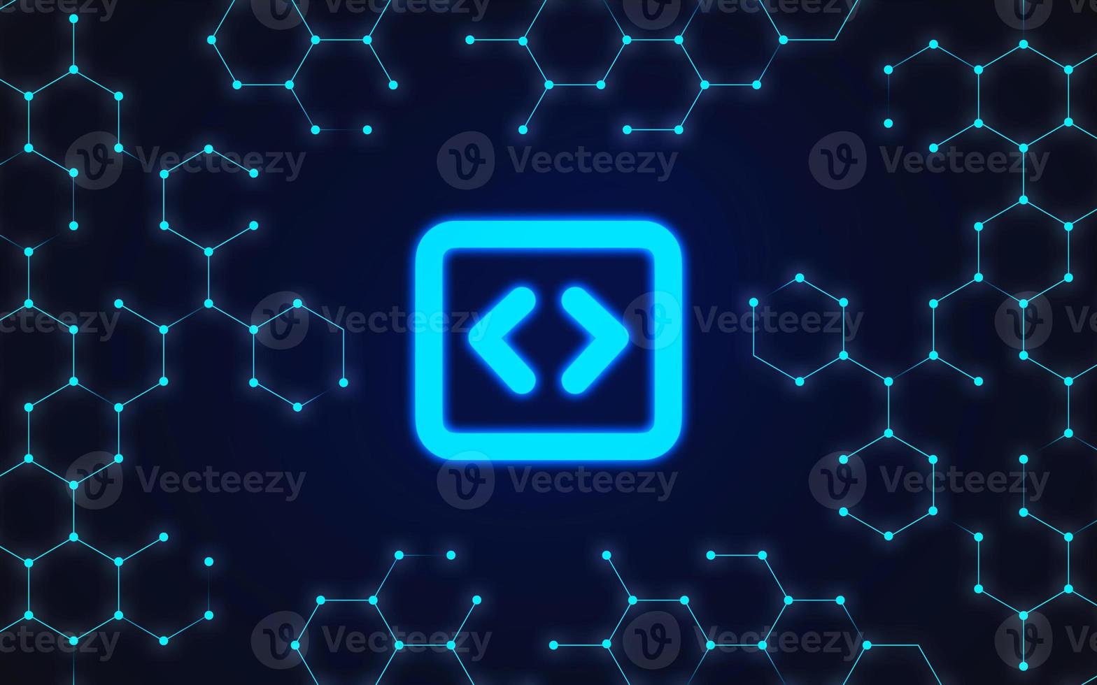 Cybernetic background with coding sign. A modern approach to the world. photo