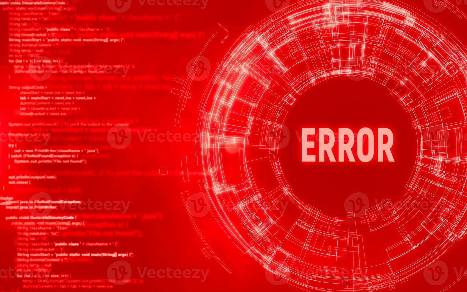 Error sign. Serious problems with the protection of cyberspace. photo
