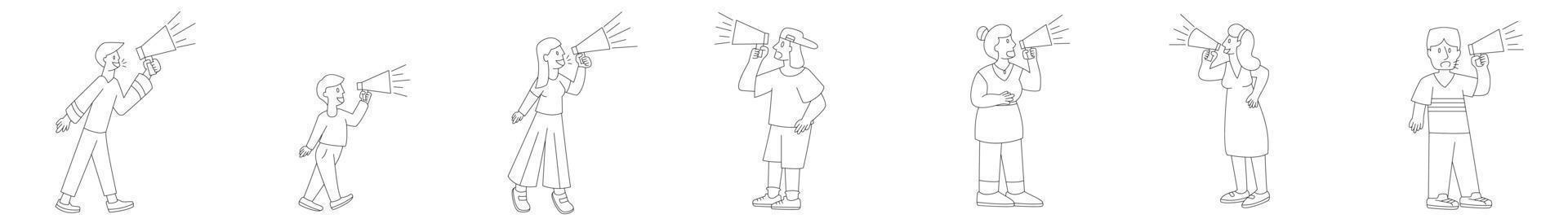 People character with megaphone. Character design. vector