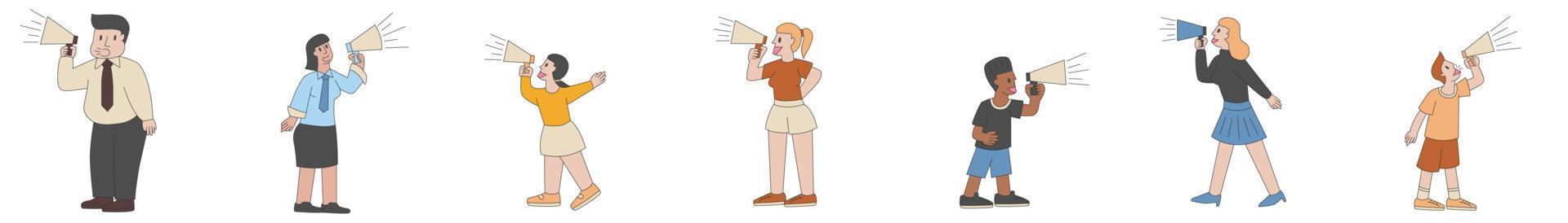 People character with megaphone. Character design. vector