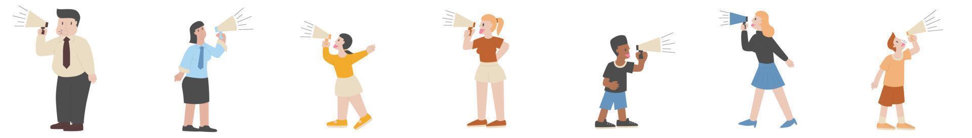 People character with megaphone. Character design. vector