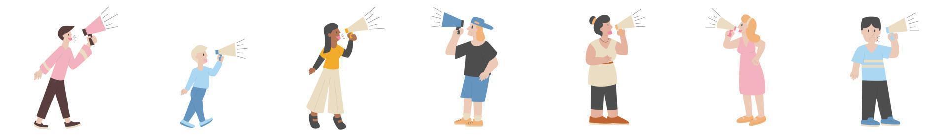 People character with megaphone. Character design. vector