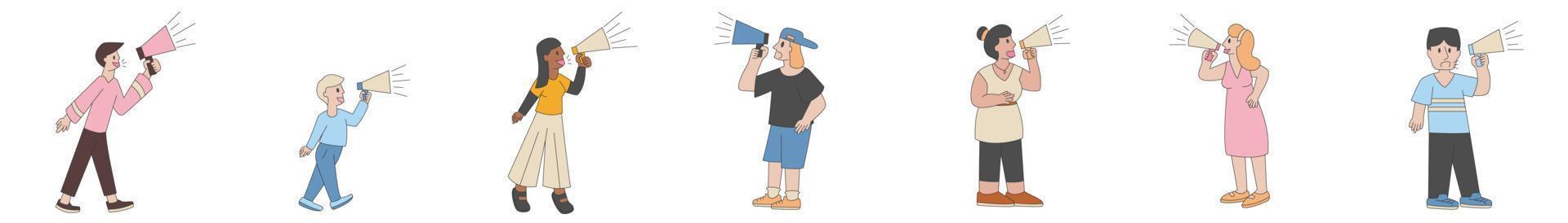 People character with megaphone. Character design. vector