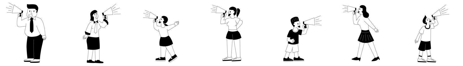 People character with megaphone. Character design. vector