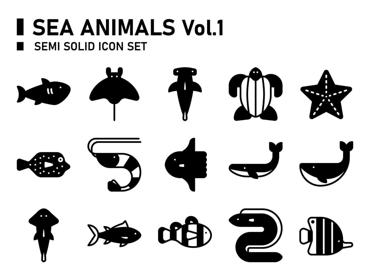 Sea animals icon set. Oceans icon. vector