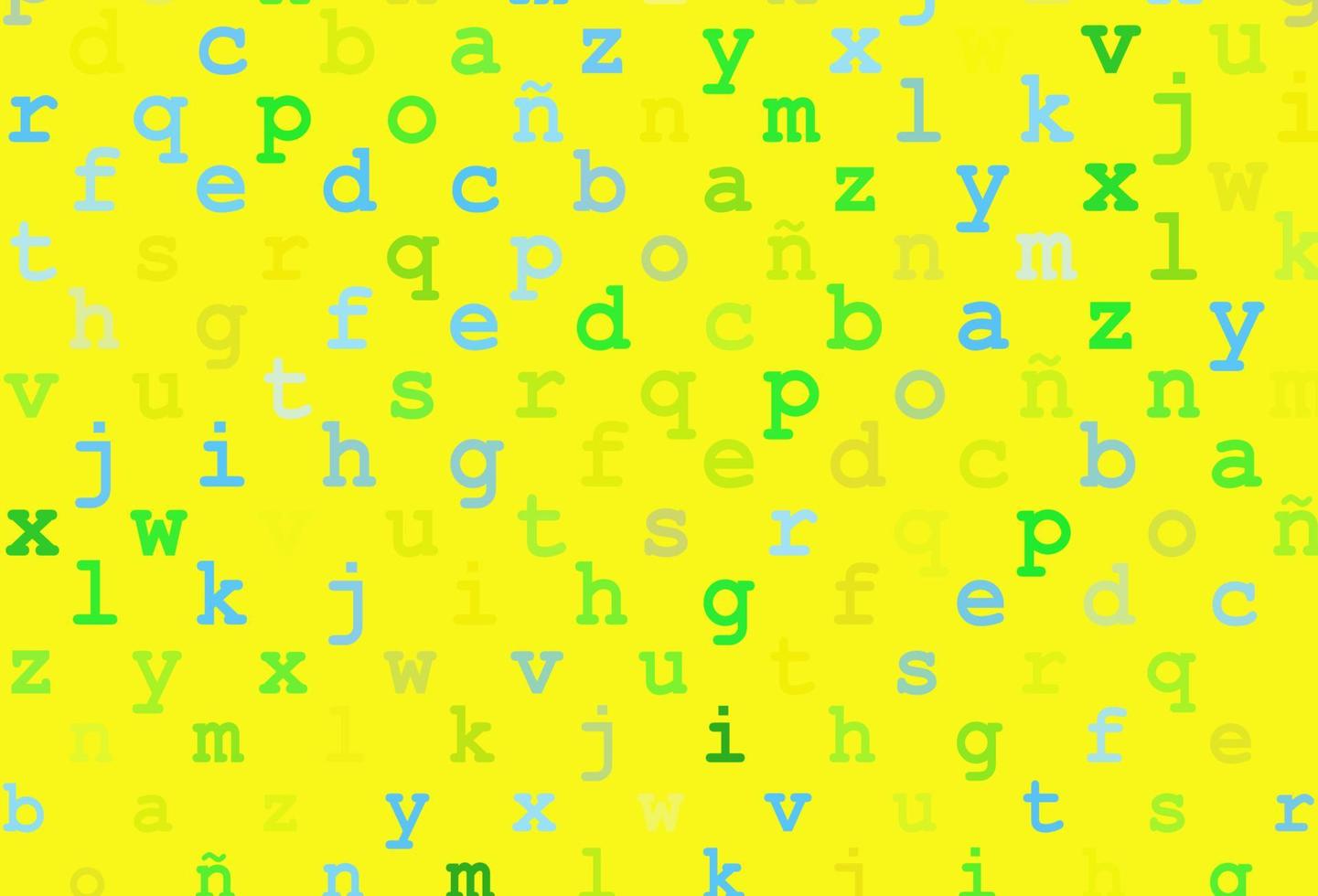 Light blue, yellow vector background with signs of alphabet.