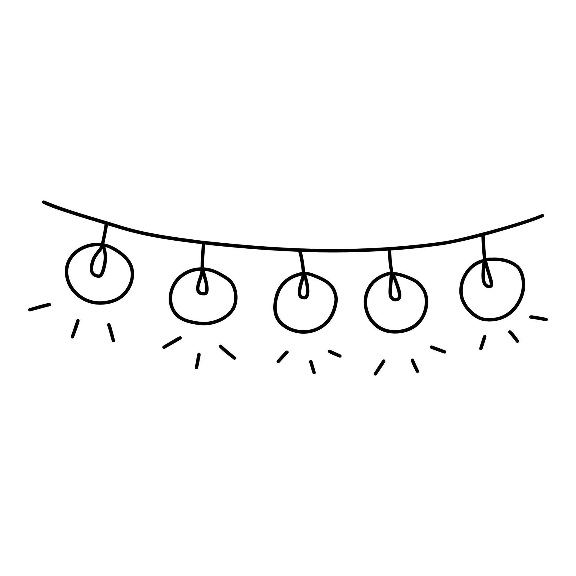 Garland with glowing bulbs. Vector black and white 15021103 Vector Art