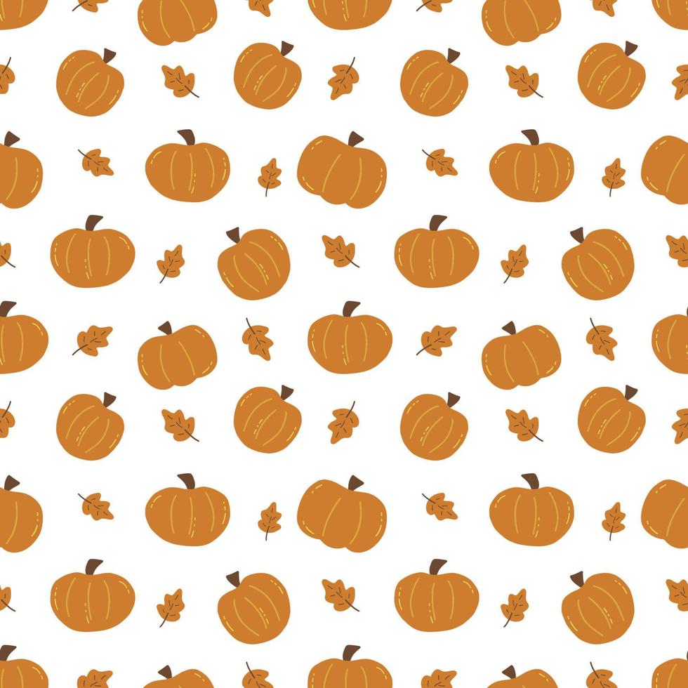 patrón de otoño sin costuras con calabazas y hojas. vector