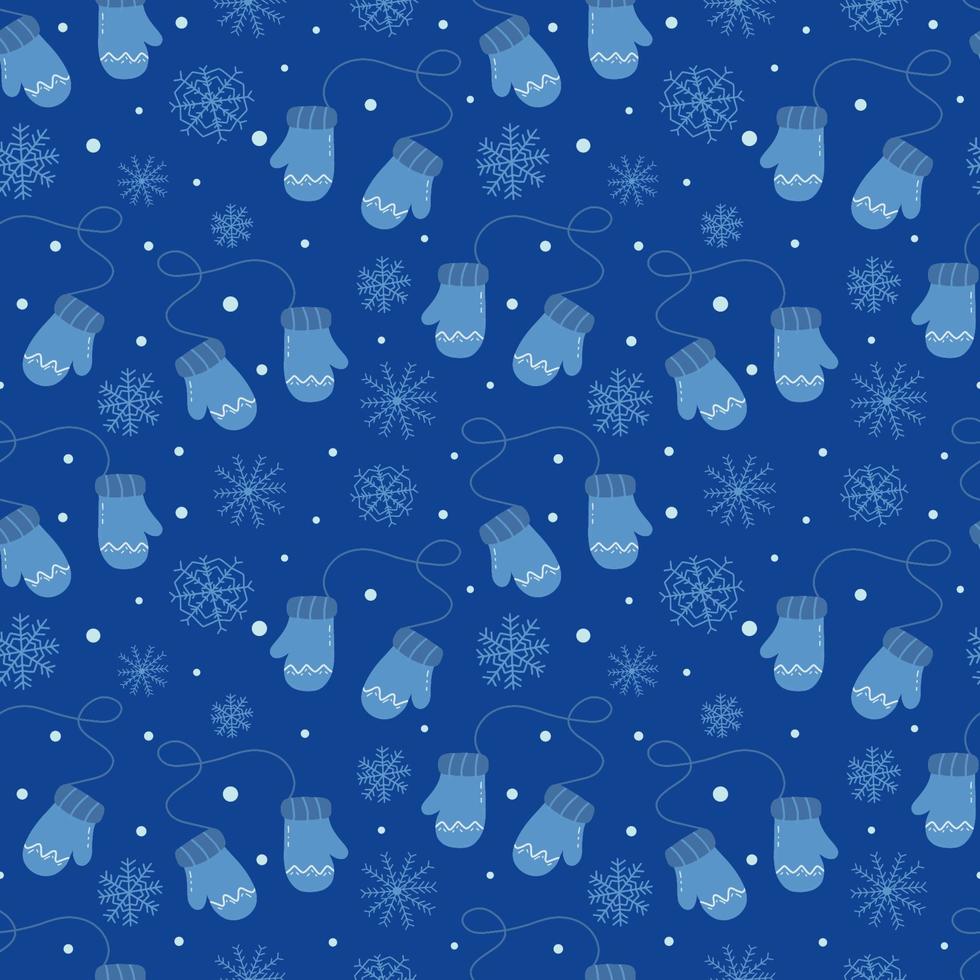 Seamless pattern with warm winter mittens. Vector