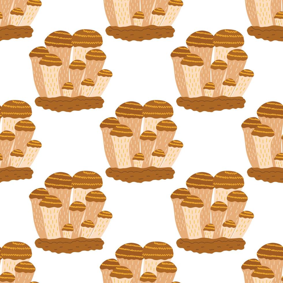 Seamless pattern with group mushrooms. Vector doodle