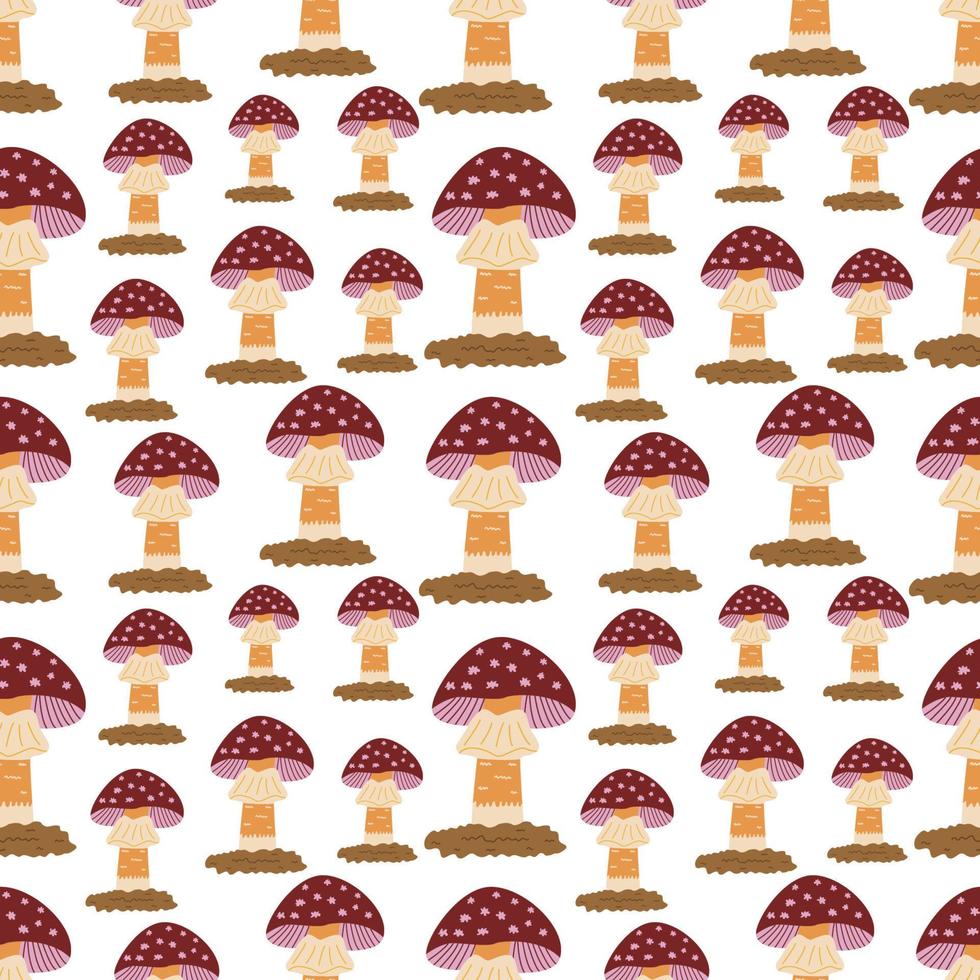 Seamless pattern with fly agaric mushroom. Vector