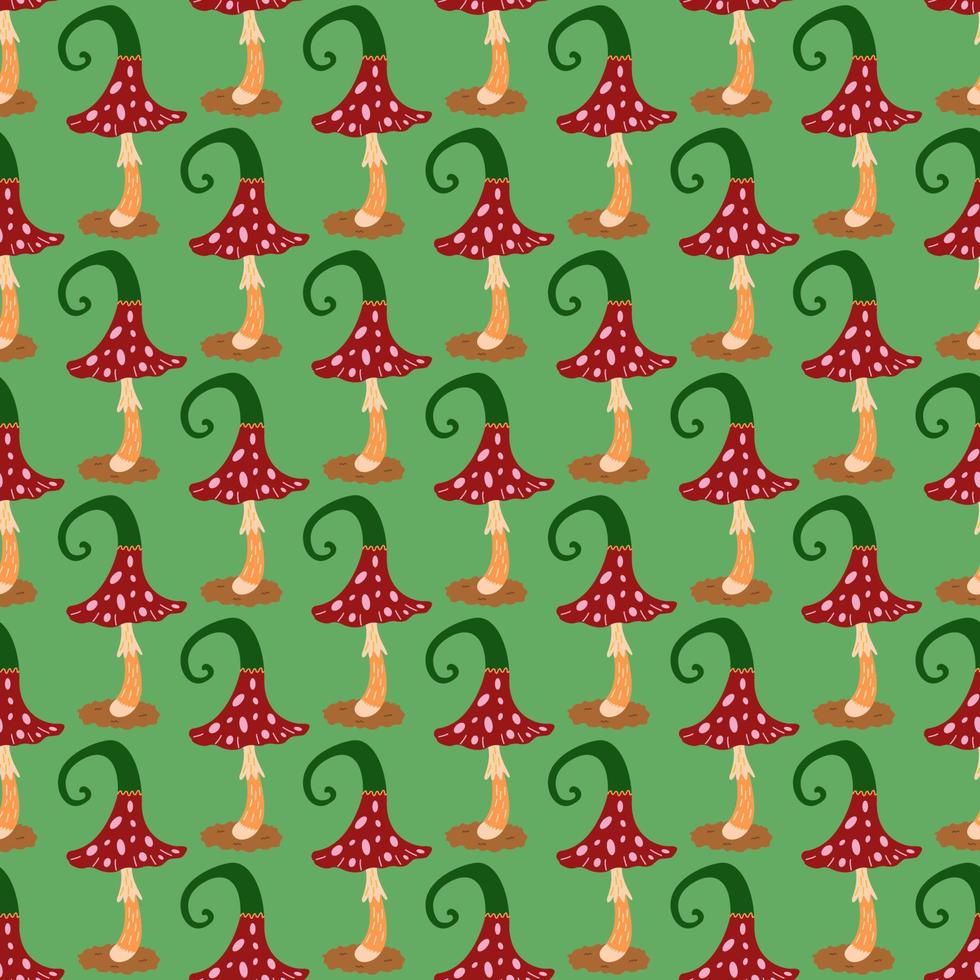 Seamless pattern. Amanita mushroom. Vector hand drawn